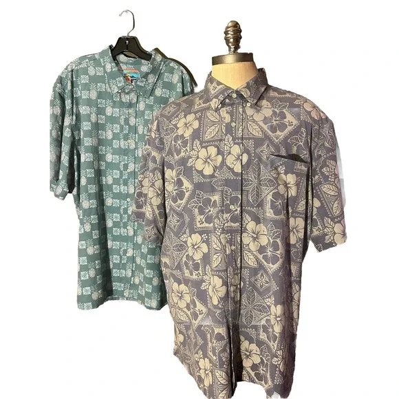 Joe Kealoha Reyn Spooner Mens Sz 2XL Hawaiian Button Down Shirt (2 Pc) AOP Tiki